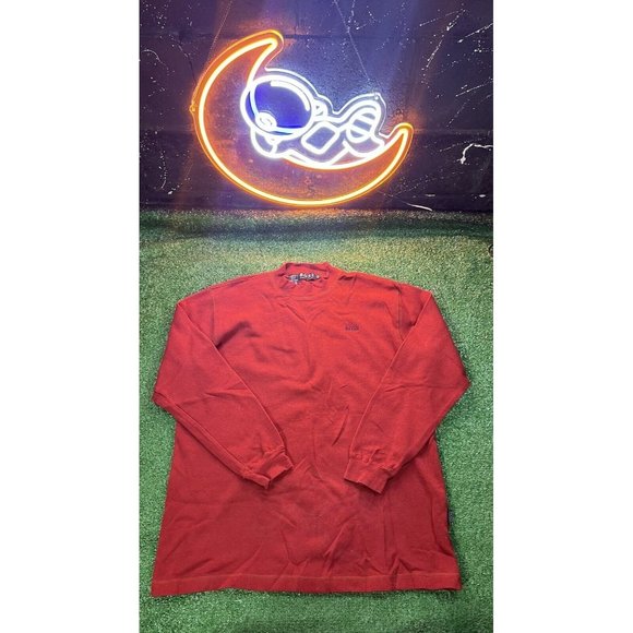 Hugo Boss Sweater Mens 2XL XXL Red Maroon Cotton Solid Knit Slim Crew Pullover - Picture 1 of 6